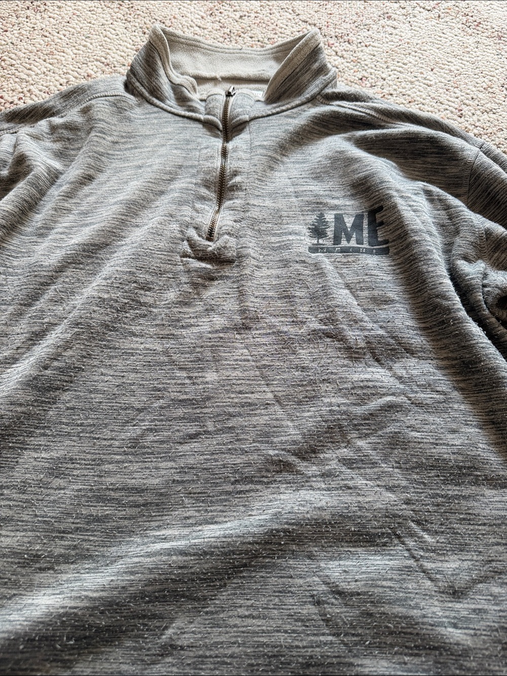 Logo Heather Gray Quarter-Zip Men's Sweater